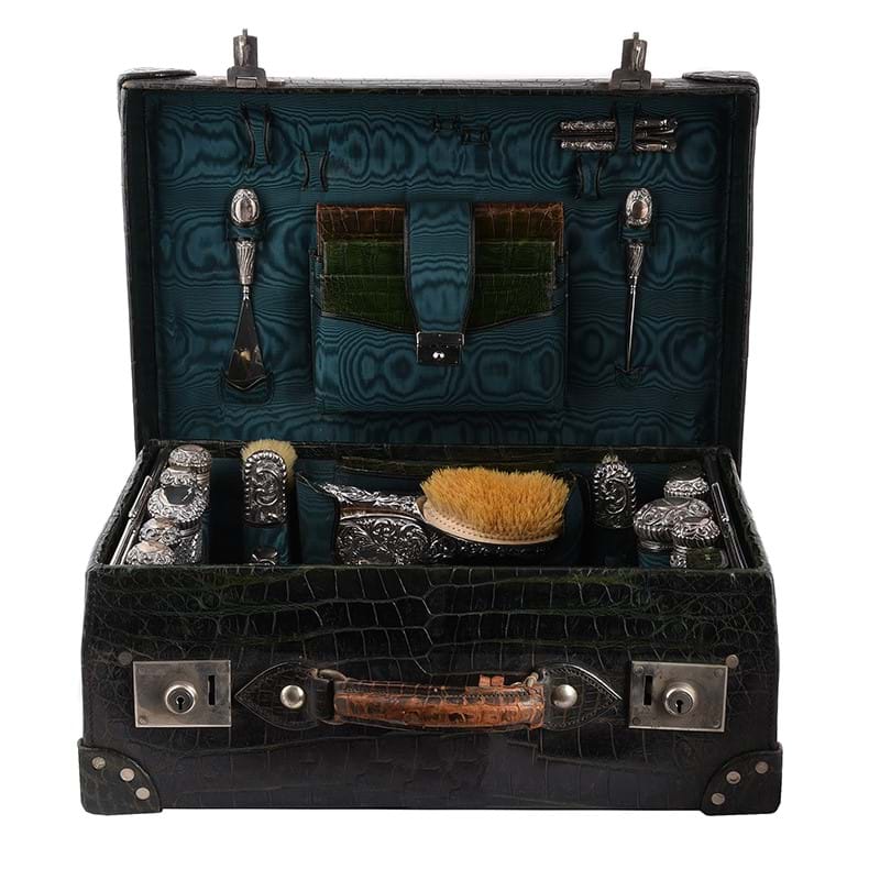 Y A Crocodile travel case with silver fittings